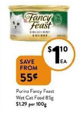 Foodworks Purina fancy feast wet cat food 85g offer