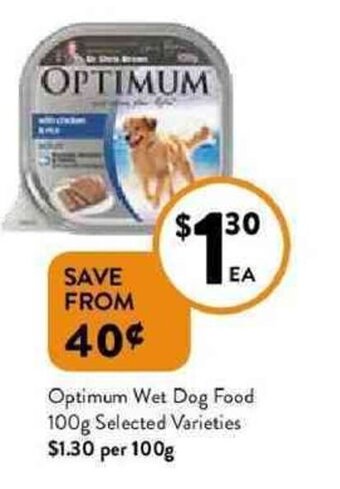 Foodworks Optimum wet dog food 100g offer