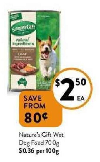 Foodworks Nature's gift wet dog food 700g offer