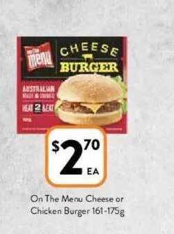 Foodworks On The Menu Cheese Or Chicken Burger offer