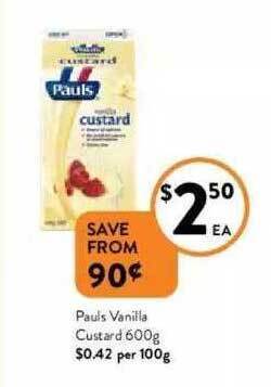 Foodworks Pauls Vanilla Custard offer