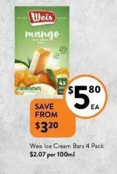 Foodworks Weis Ice Cream Bars offer