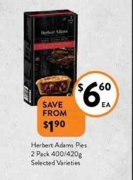 Foodworks Herbert Adams Pies offer