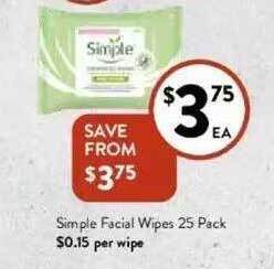 Foodworks Simple Facial Wipes offer