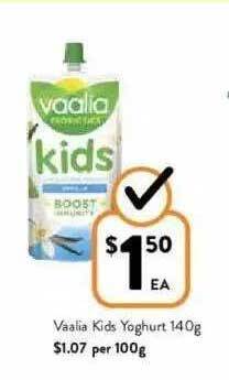 Foodworks Vaalia Kids Yoghurt offer