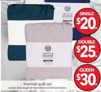 Cheap as Chips Henley & Grange Thermal Quilt Set Single offer