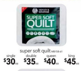 Cheap as Chips Henley & Grange Super Soft Quilt Single offer