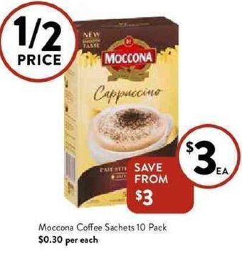 Foodworks Moccona coffee sachets 10 pack offer