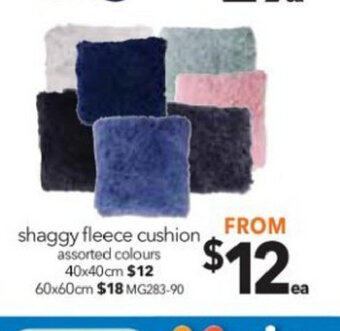 Cheap as Chips Shaggy Fleece Cushions 40x40cm offer