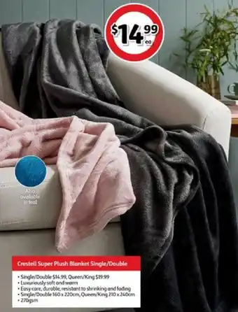 Crestell super plush blanket single/double