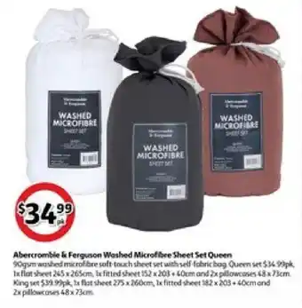 Coles Abercrombie & ferguson washed microfibree sheet set queen offer