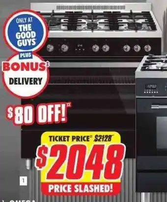 The Good Guys Omega 90cm Dual Fuel Upright Cooker OF910FX offer