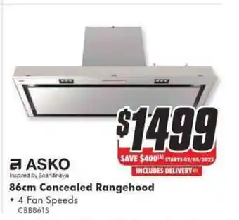 The Good Guys Asko 86cm Concealed Rangehood CBB861S offer
