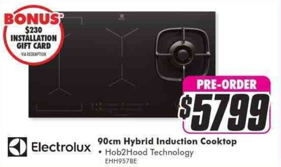 Electrolux 90cm Hybrid Induction Cooktop EHH957BE offer at The Good Guys