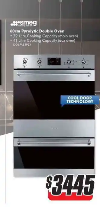 The Good Guys Smeg 60cm Pyrolytic Double Oven DOSPA6395X offer