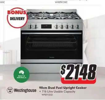 The Good Guys 90 cm Dual Fuel Upright Cooker 116 Litre offer