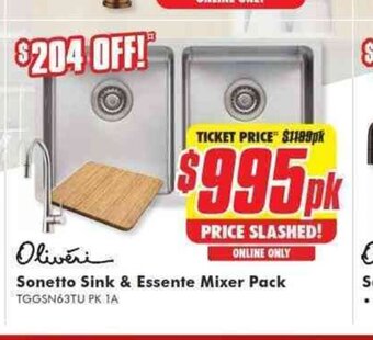 The Good Guys Sonetto Sink & Essente Mixer Pack offer