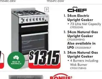 The Good Guys 54 cm Natural Gas Upright Cooker offer