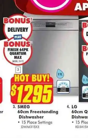 The Good Guys Smeg 60 cm Freestanding Dishwasher offer
