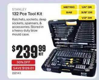 SuperCheap Auto Stanley 132 Pce Tool Kit offer