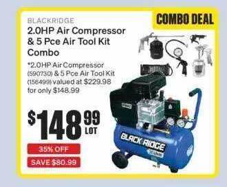 SuperCheap Auto Blackridge 2.0hp Air Compressor & 5 Pce Air Tool Kit Combo offer