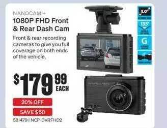 SuperCheap Auto Nanocam+ 1080p Fhd Front & Rear Dash Cam offer