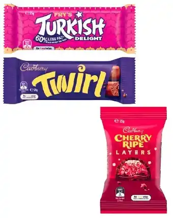 Coles Cadbury Layers 34g-36g, Cadbury Medium Bars 30g-60g, Kinder Bueno Bar 39g-43g or Whittaker’s Slab 45g-50g offer