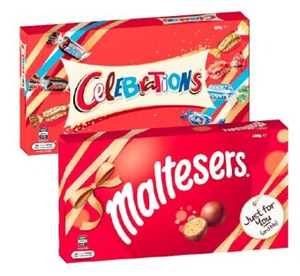 Coles Mars Maltesers Box 400g or Celebrations Box 320g offer
