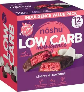 Coles Noshu Low Carb Indulgence Bars Cherry & Coconut 384g offer