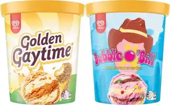 Coles Streets Paddle Pop, Gaytime or Bubble O‘Bill Ice Cream Tub 1 Litre offer