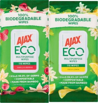 Coles Ajax Eco Multipurpose Wipes 110 Pack offer