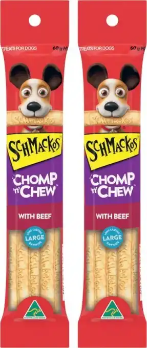 Coles Schmackos Dog Treats Chomp N Chew 1 Pack offer