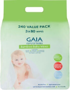 Coles Gaia Natural Bamboo Baby Wipes 240 Pack offer