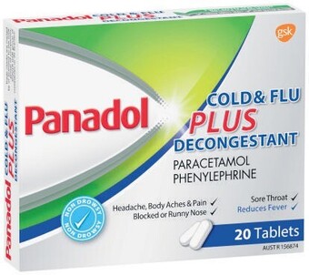 Panadol Cold & Flu Plus Decongestant 20 Pack