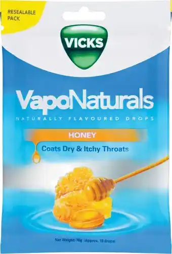 Coles Vicks Vaponaturals Drops Honey 19 Pack offer