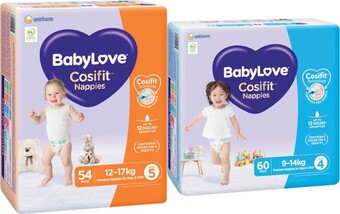 Coles BabyLove Cosifit Jumbo Nappies 54 Pack-72 Pack offer