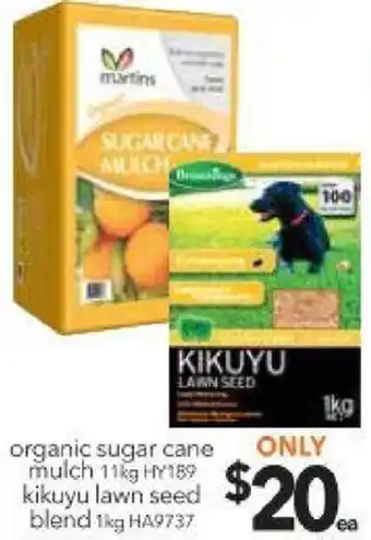 Organic Sugar Cane Mulch HY159/Kikuyu Lawn Seed Blend HA9737