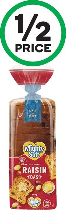 Woolworths Mighty Soft Raisin Toast 600g offer