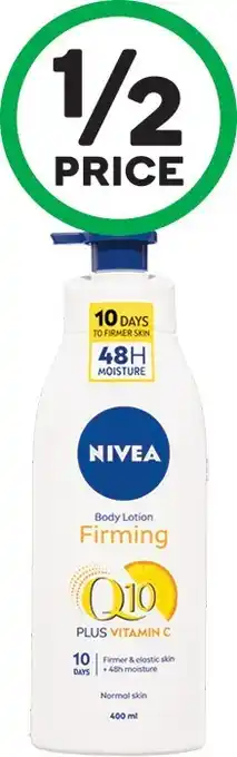 Woolworths Nivea Firming Body Lotion Plus Q10 & Vitamin C 400ml offer
