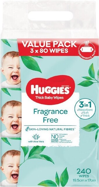 Woolworths Huggies Baby Wipes 3 x Pk 80 offer