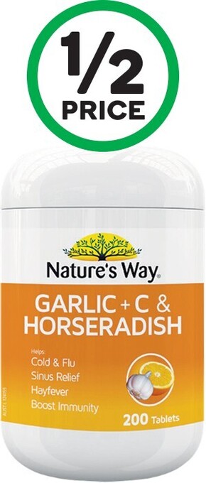 Woolworths Nature's Way Immunity Defense Garlic + C & Horseradish Tablets~ Pk 200 offer