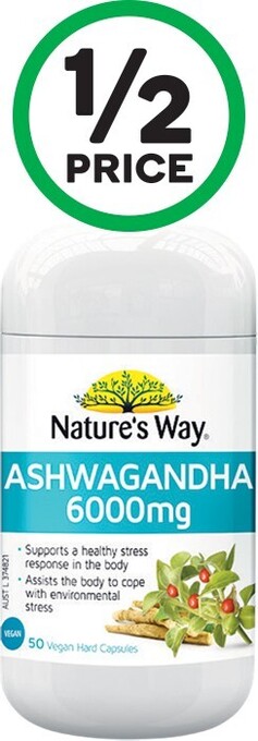 Woolworths Nature's Way Ashwagandha Capsules Pk 50~ offer