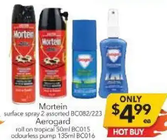 Mortein Surface Spray 2 Assrted BO082/223 Aerogard roll On BC015/BC016