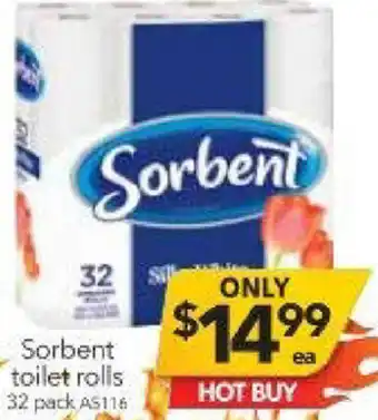 Cheap as Chips Sorbent Toilet Rolls AS116 offer