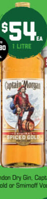 The Bottle O Captain Morgan Spiced Gold 1 Litre offer