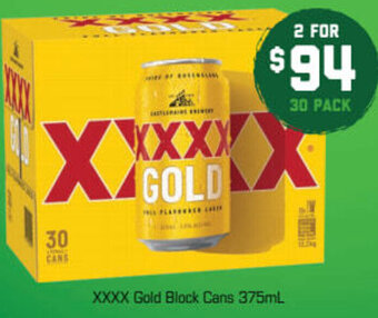 The Bottle O XXXX Gold Block Cans 375mL 30 Pack offer