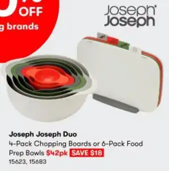 BIG W Joseph Joseph Duo 4-Pack Chopping Boards or 6-Pack Food Prep Bowls offer