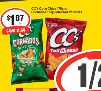 IGA CC's corn chips 175g or cornados 110g offer