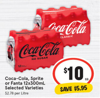IGA Coca-cola, sprite or fanta 12x300ml offer