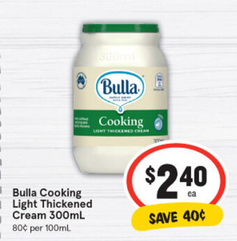 IGA Bulla cooking light thickened cream 300ml offer